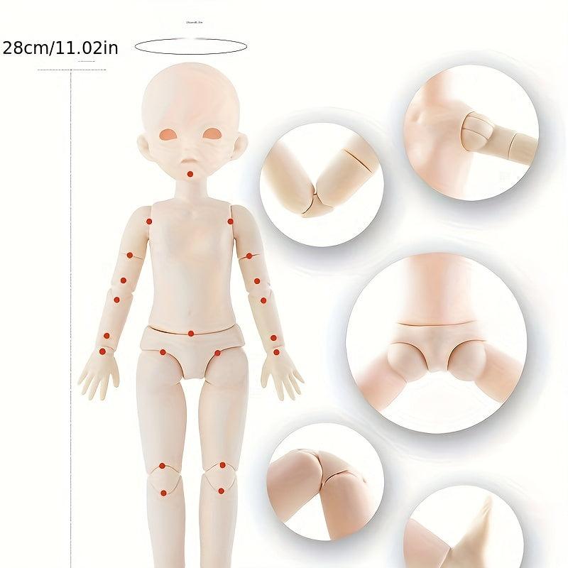 28cm BJD Doll Make up Open Eye Muscle 22 Joint Voxel Head