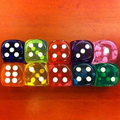 10Pcs 14mm Acrylic Transparent 6-Sided Dice Set