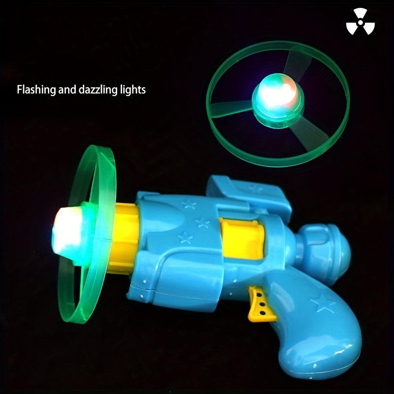 Luminous Flying Saucer Gun Set Toys - Launcher & 4 Saucers