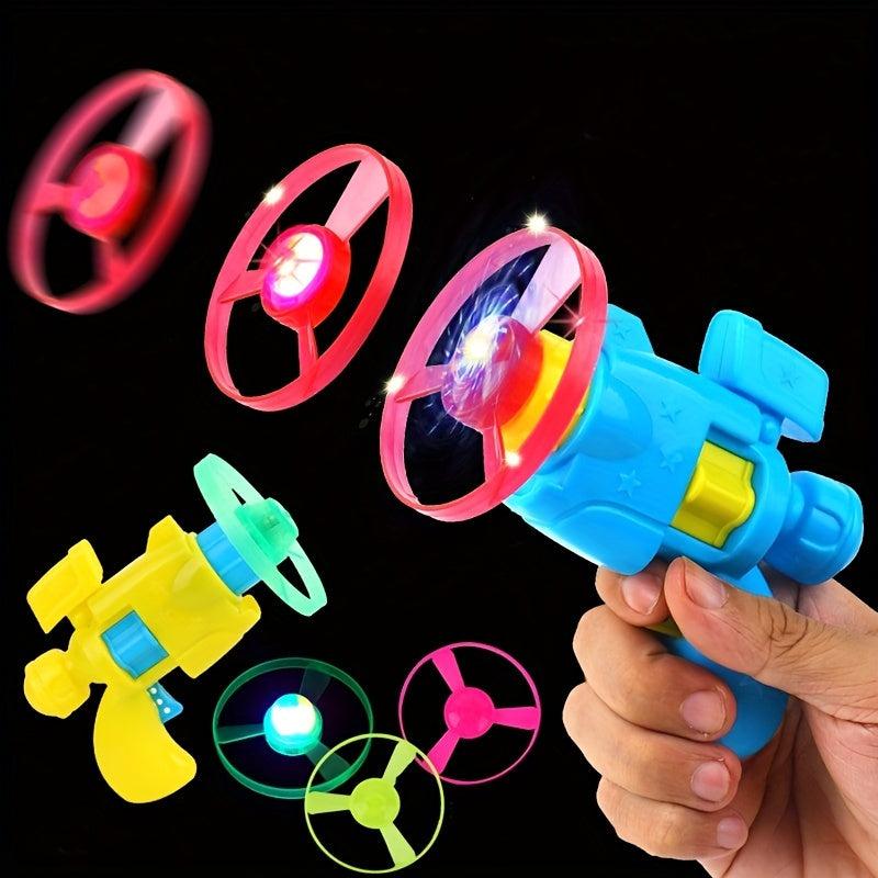 Luminous Flying Saucer Gun Set Toys - Launcher & 4 Saucers