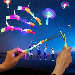 5pcs Luminous Flying Arrow Slingshot Toy Outdoor Interactive Fun