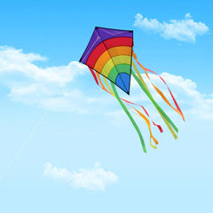 Colorful Rainbow Kite with Tail Streamer - Outdoor Fun for Kids and Parents