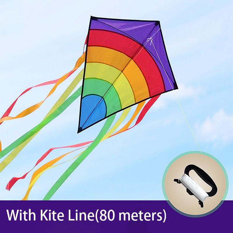 Colorful Rainbow Kite with Tail Streamer - Outdoor Fun for Kids and Parents