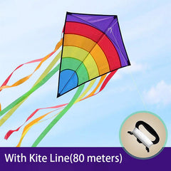Colorful Rainbow Kite with Tail Streamer - Outdoor Fun for Kids and Parents