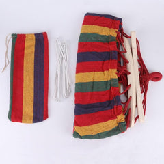 Rainbow Canvas Hammock with Rope Swing for Kids
