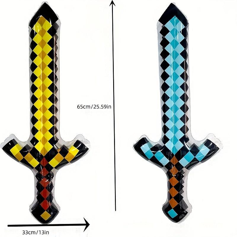 2pcs Gem Sword Golden Sword Inflatable Toys Halloween Decoration Family Games