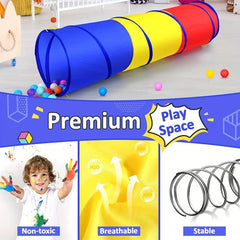Kids Pop Up Play Tunnel Tent Red Yellow