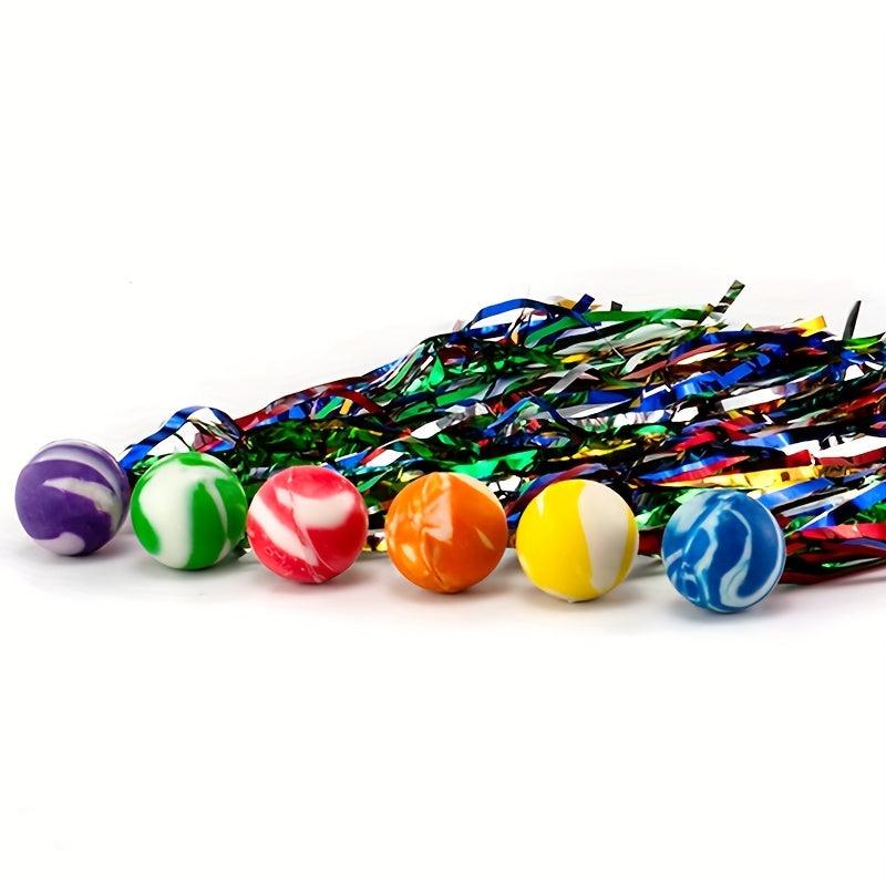 6pcs Ribbon Bouncy Balls Parent child Interactive Party Random Colors