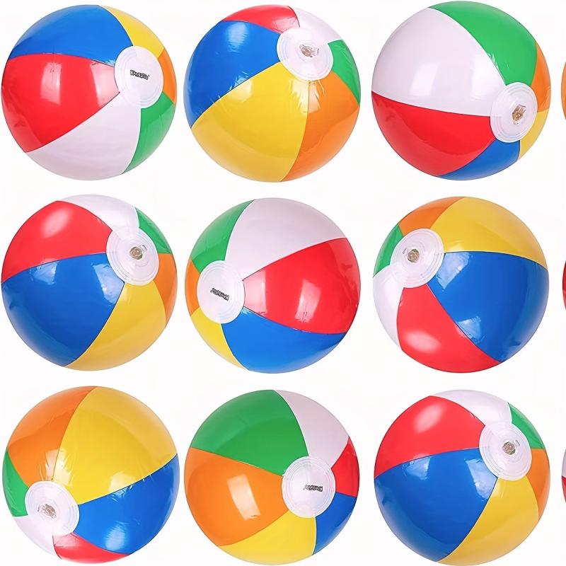Rainbow Inflatable Beach Balls Bulk 50 - Pool Party Favors & Toys