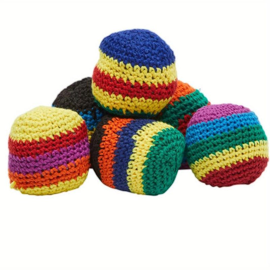 6 Colorful Crochet Geometric Pattern Hacky Sacks for Kids & Adults