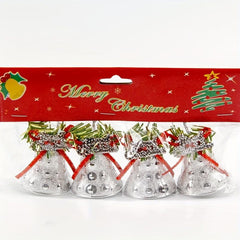 4pcs Christmas Bells Gift Decorations Plastic Electroplating Bell Strings