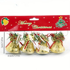 4pcs Christmas Bells Gift Decorations Plastic Electroplating Bell Strings