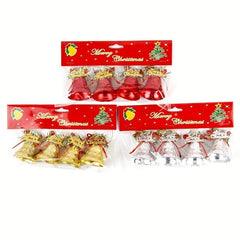 4pcs Christmas Bells Gift Decorations Plastic Electroplating Bell Strings