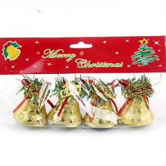 4pcs Christmas Bells Gift Decorations Plastic Electroplating Bell Strings