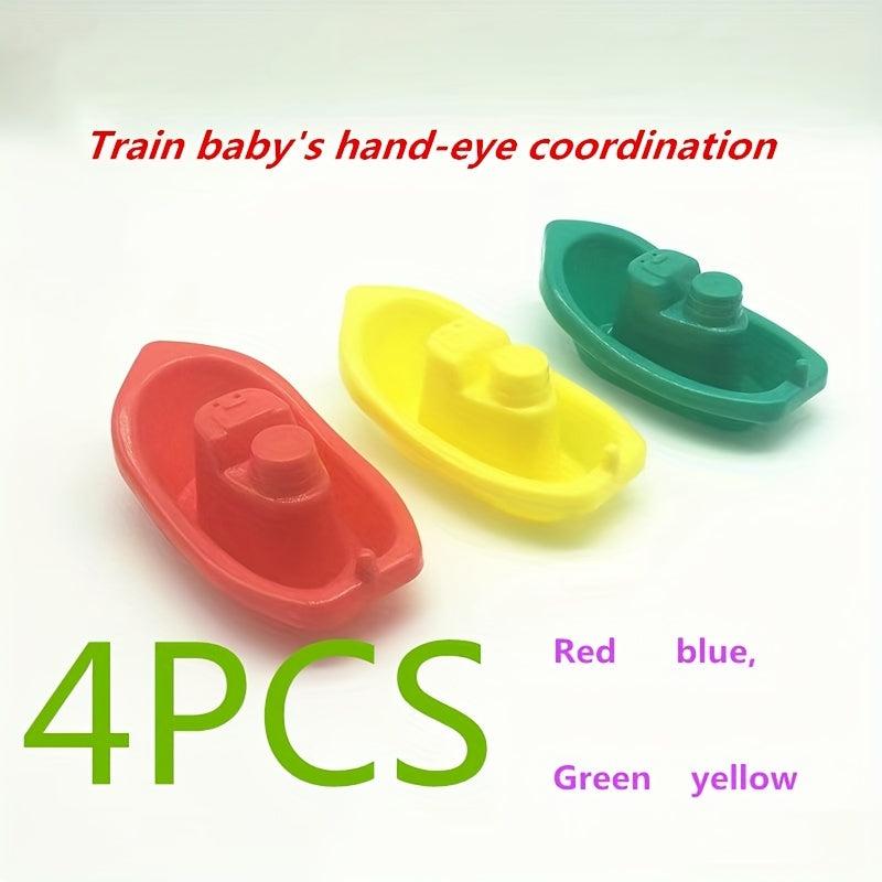 4pcs Little Boats Train Baby Toddler Bath Toy Beach Swimming Pool Water Boats