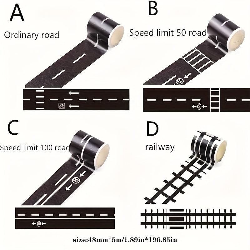 48mmx5M Traffic Railway Train Road Washi Tape DIY Scrapbooking Sticker Label