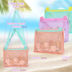 Kids Beach Toy Mesh Bag Seashell Tote for Shells & Toys