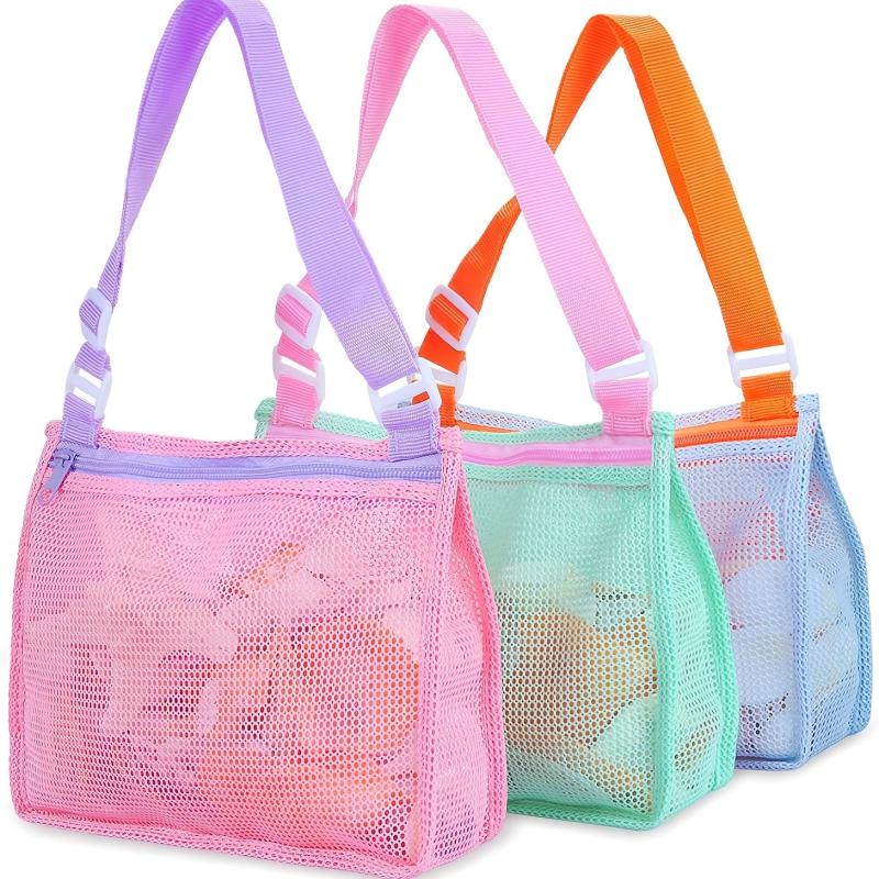 Kids Beach Toy Mesh Bag Seashell Tote for Shells & Toys