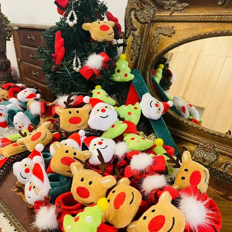 Christmas Snap Rings Plush Figurines Bracelets Rulers Kindergarten Decorations