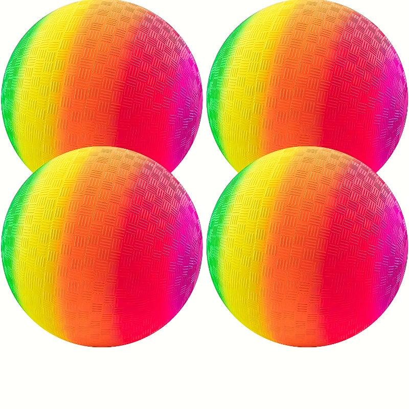 Rainbow Playground Ball Set - 6 9 Inch Kickballs for Kids & Adults