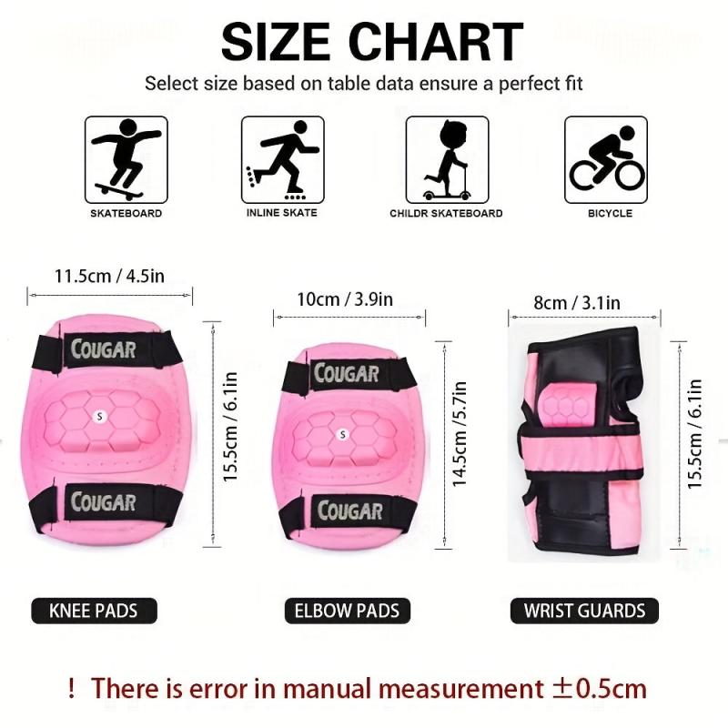 Adjustable Knee & Elbow Protection Set for Kids, S Size 3-8 Yrs, M Size 7-12 Yrs