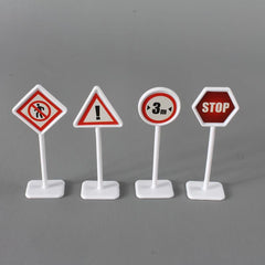 15pcs Road Sign Toy Model City Traffic Road Obstacle Signal Light
