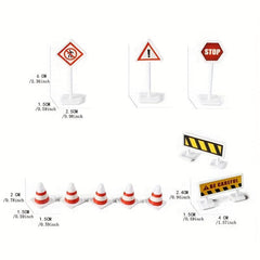 15pcs Road Sign Toy Model City Traffic Road Obstacle Signal Light