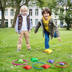 20pcs Nylon Bean Bags Plastic Rings Kids Playset Ring Toss Game