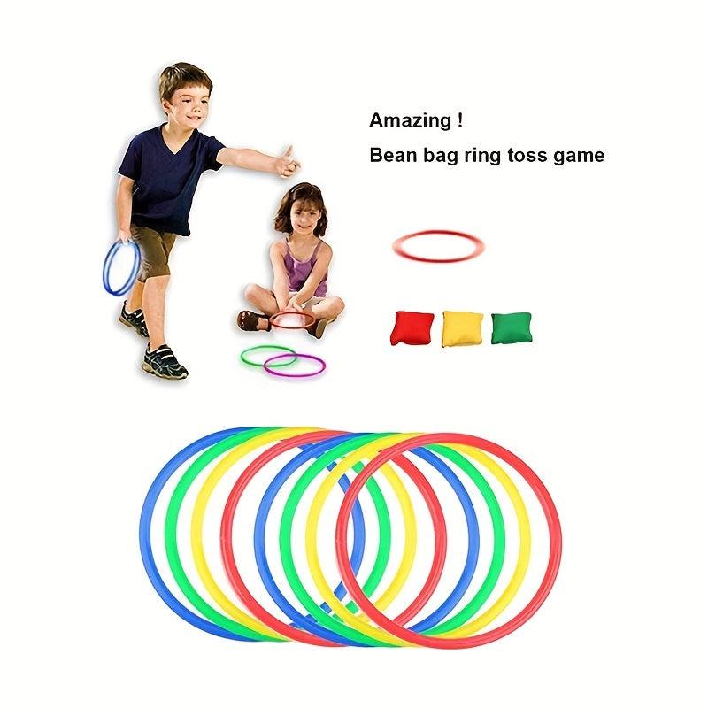 20pcs Nylon Bean Bags Plastic Rings Kids Playset Ring Toss Game