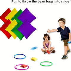 20pcs Nylon Bean Bags Plastic Rings Kids Playset Ring Toss Game