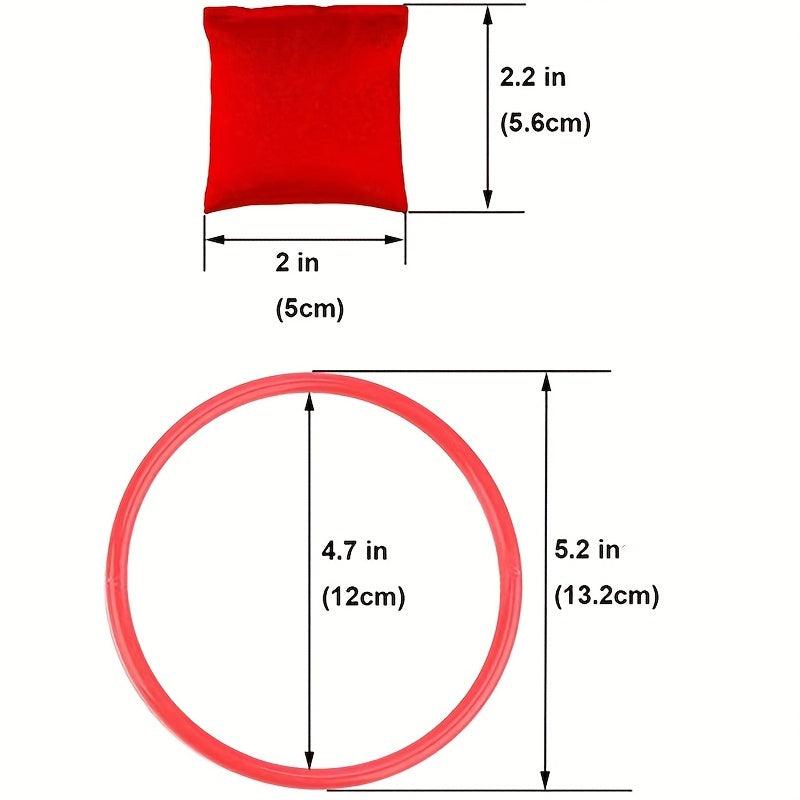20pcs Nylon Bean Bags Plastic Rings Kids Playset Ring Toss Game
