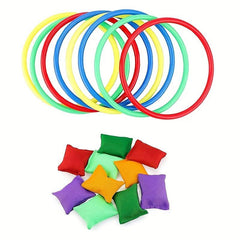 20pcs Nylon Bean Bags Plastic Rings Kids Playset Ring Toss Game