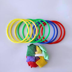 20pcs Nylon Bean Bags Plastic Rings Kids Playset Ring Toss Game