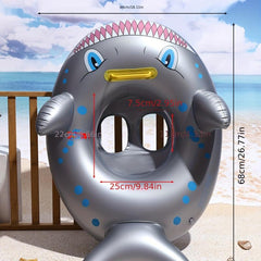 Inflatable Shark Boat Children's Swimming Seat Ring Silvery Baby Swimming Ring