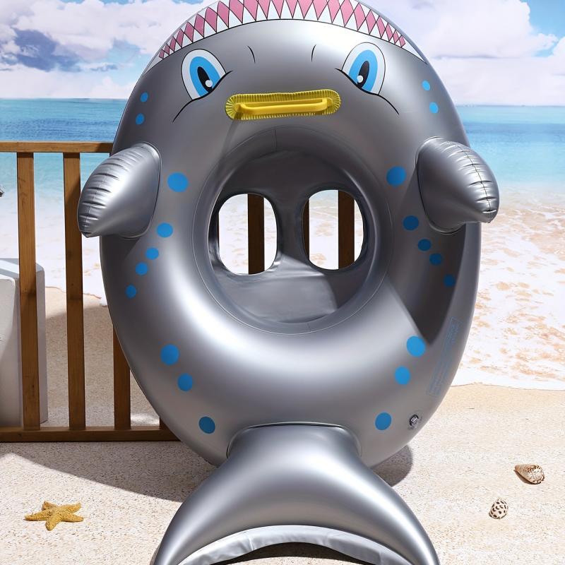 Inflatable Shark Boat Children's Swimming Seat Ring Silvery Baby Swimming Ring