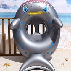 Inflatable Shark Boat Children's Swimming Seat Ring Silvery Baby Swimming Ring