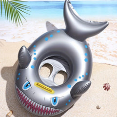 Inflatable Shark Boat Children's Swimming Seat Ring Silvery Baby Swimming Ring