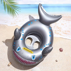 Inflatable Shark Boat Children's Swimming Seat Ring Silvery Baby Swimming Ring