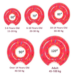 PVC Inflatable Sweet Donut Swim Ring for Adults and Kids