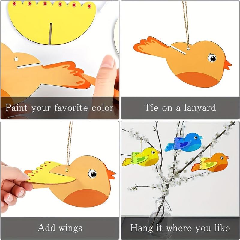 3D Wooden Birds Craft Kit Bird Wind Chime Decoration Gift