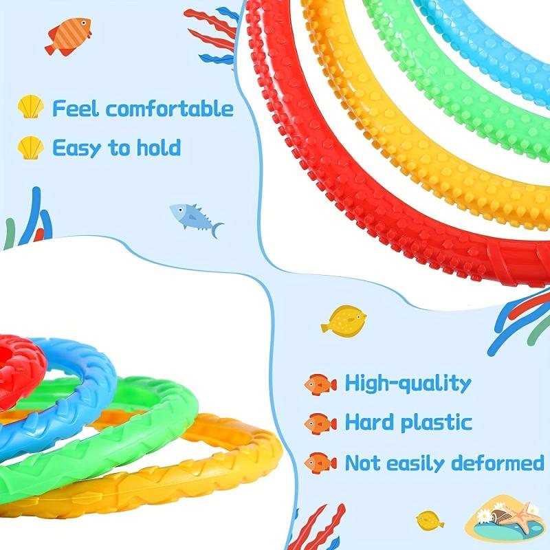 4 Pcs 14cm Kids Diving Toys Ring Toss Set for Swimming Pool