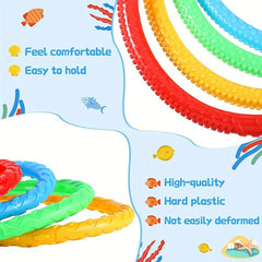 4 Pcs 14cm Kids Diving Toys Ring Toss Set for Swimming Pool