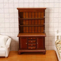 Dollhouse Wooden Wardrobe Mini Cabinet Bedroom Furniture Kit
