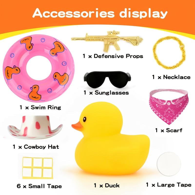 Bathtub Beach Bath Toys Water Play Yellow Duck Cowboy Hat Sunglasses Necklace