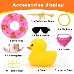 Bathtub Beach Bath Toys Water Play Yellow Duck Cowboy Hat Sunglasses Necklace