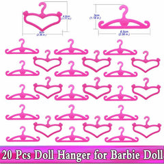 Doll Outfit Set Shoes Boots Mini Dress Handbags Crown Hangers Glasses