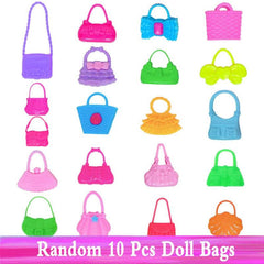 Doll Outfit Set Shoes Boots Mini Dress Handbags Crown Hangers Glasses