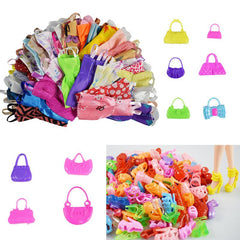 Doll Outfit Set Shoes Boots Mini Dress Handbags Crown Hangers Glasses