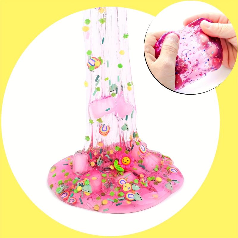 Jelly Cube Crunchy Slime Kit Yellow Purple Green Clear Soft Sludge Toy