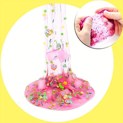 Jelly Cube Crunchy Slime Kit Yellow Purple Green Clear Soft Sludge Toy